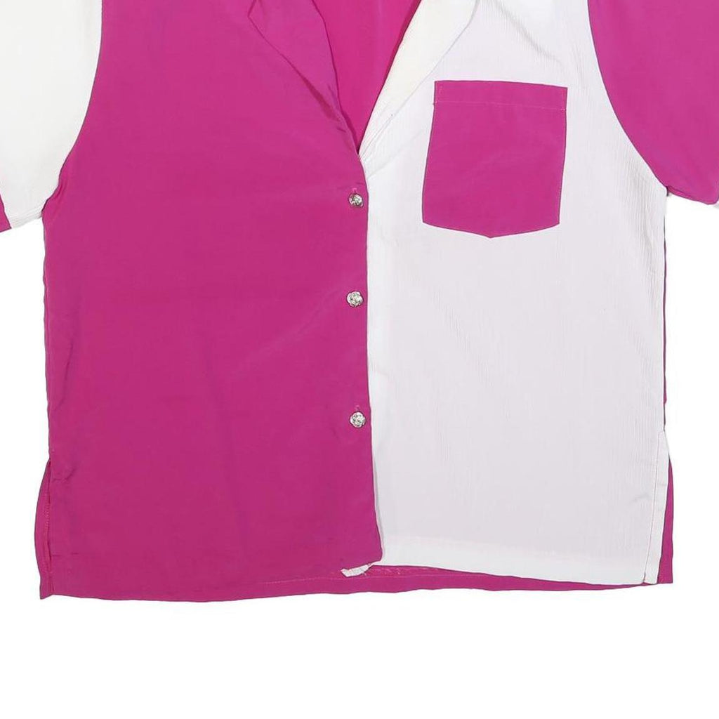 YOUR WAY Womens Pink & White Printed Shirt Short Sleeve Collared XL Polyester
