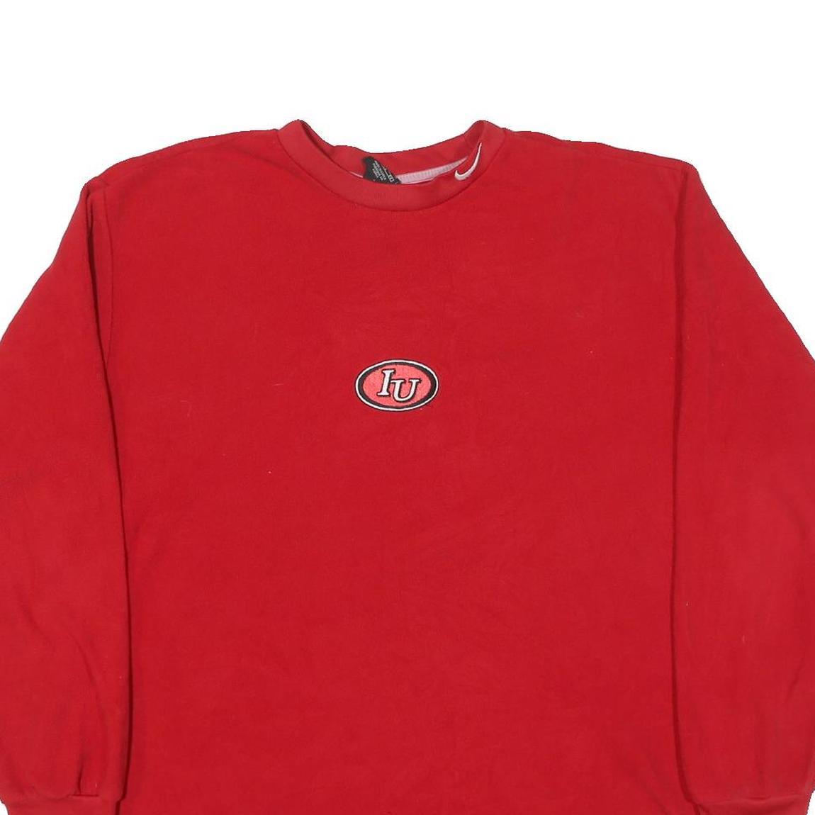 NIKE Mens Red IU Logo Pullover Hoodie XL Polyester Blend Casual Wear