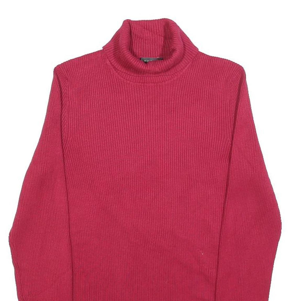 SPENSE Womens Red Plain Jumper Roll Neck Basic Knit M Stylish Lightweight