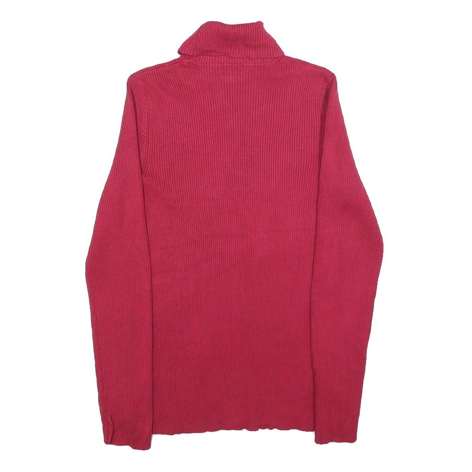 SPENSE Womens Red Plain Jumper Roll Neck Basic Knit M Stylish Lightweight