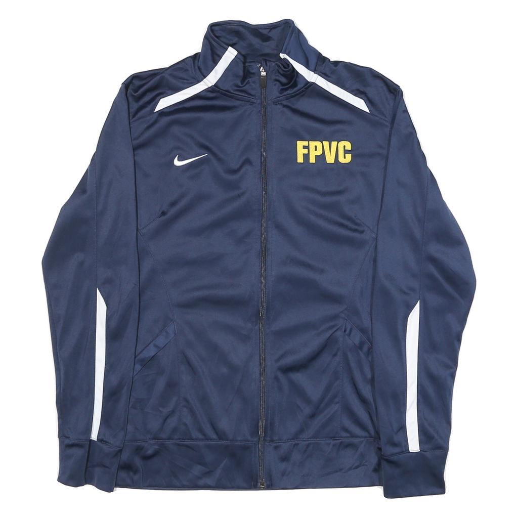 NIKE Mens Navy Blue Zip Track Jacket S Polyester Plain Sportswear Athletic
