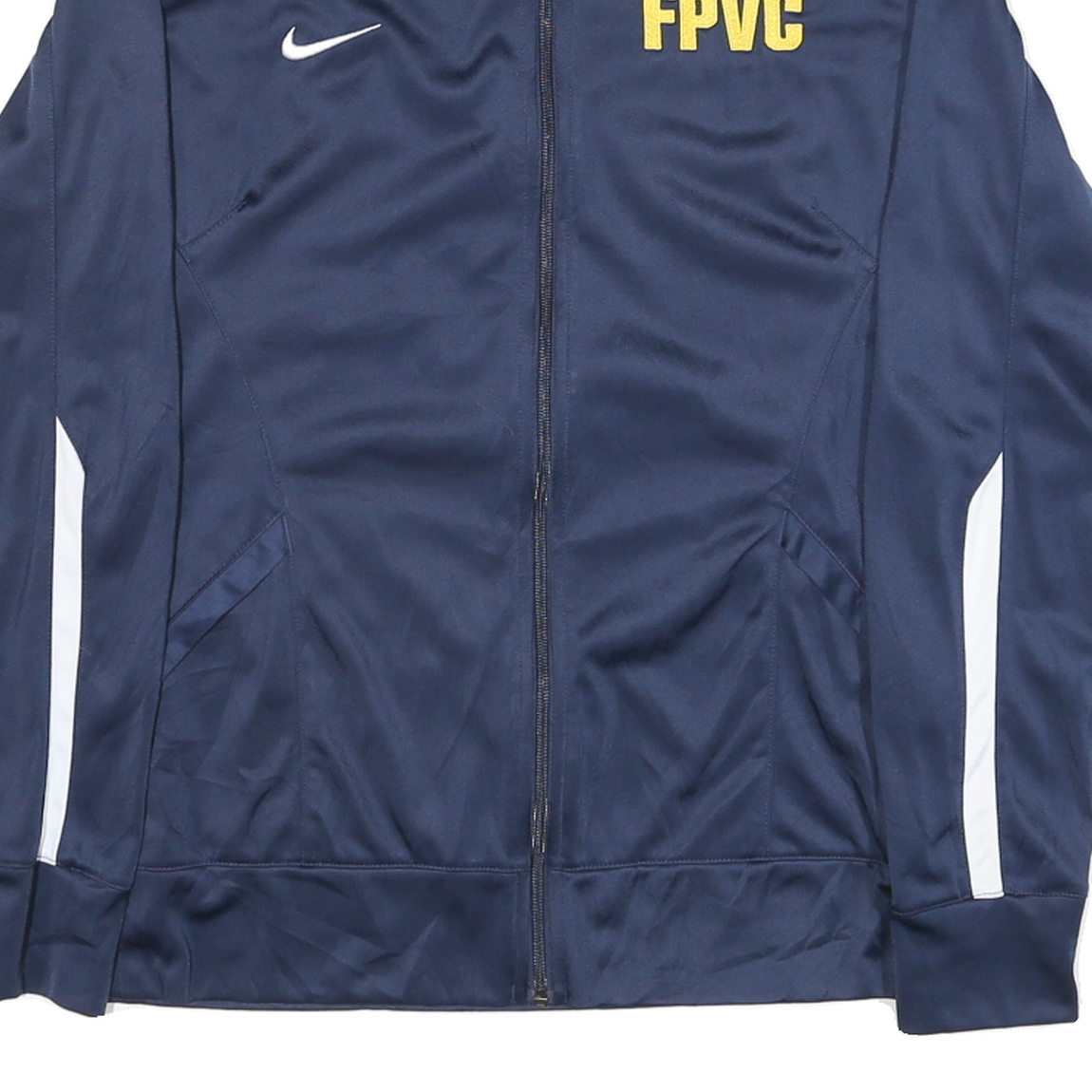 NIKE Mens Navy Blue Zip Track Jacket S Polyester Plain Sportswear Athletic