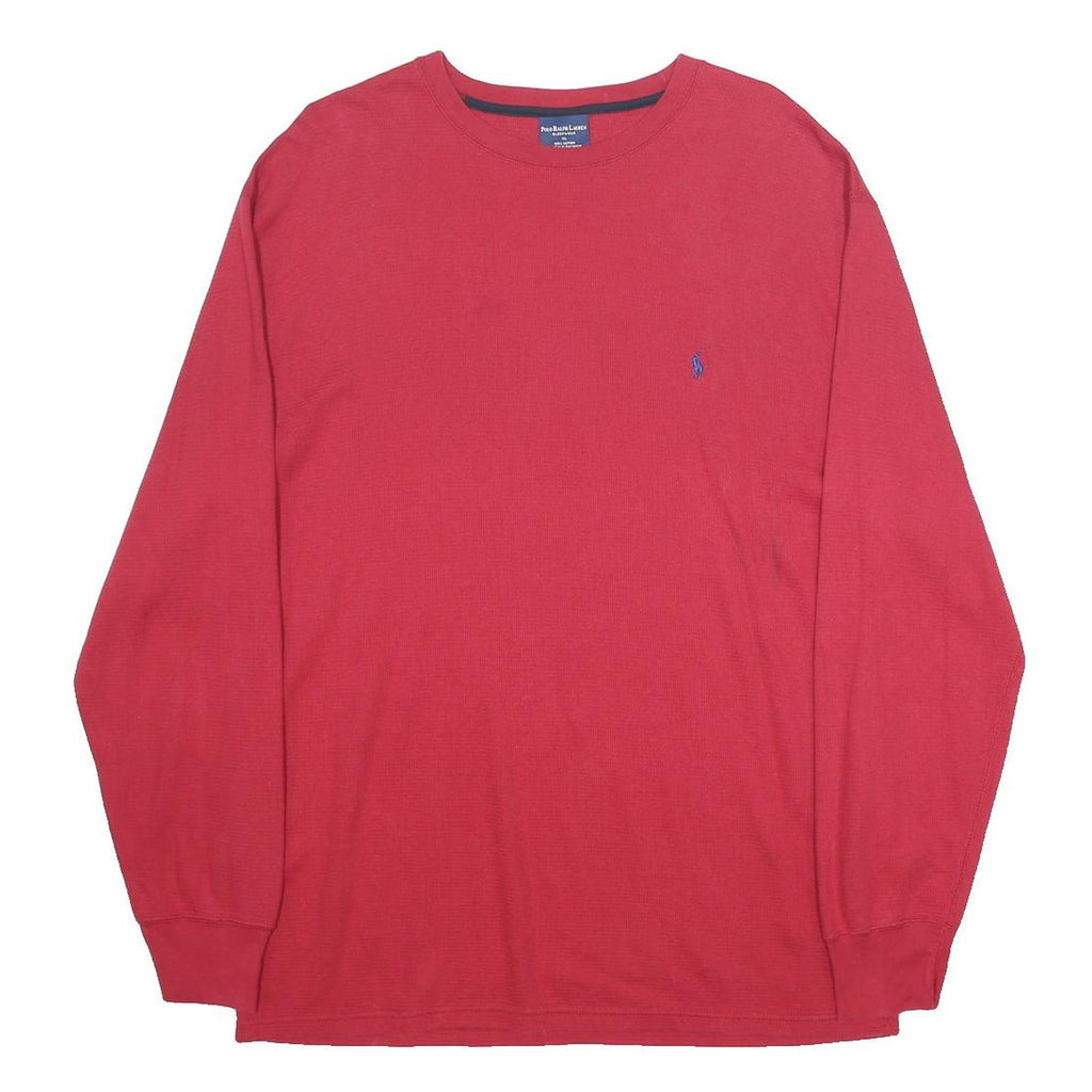POLO RALPH LAUREN Mens Red Long Sleeve Crew Neck Cotton Sleepwear T-Shirt XL