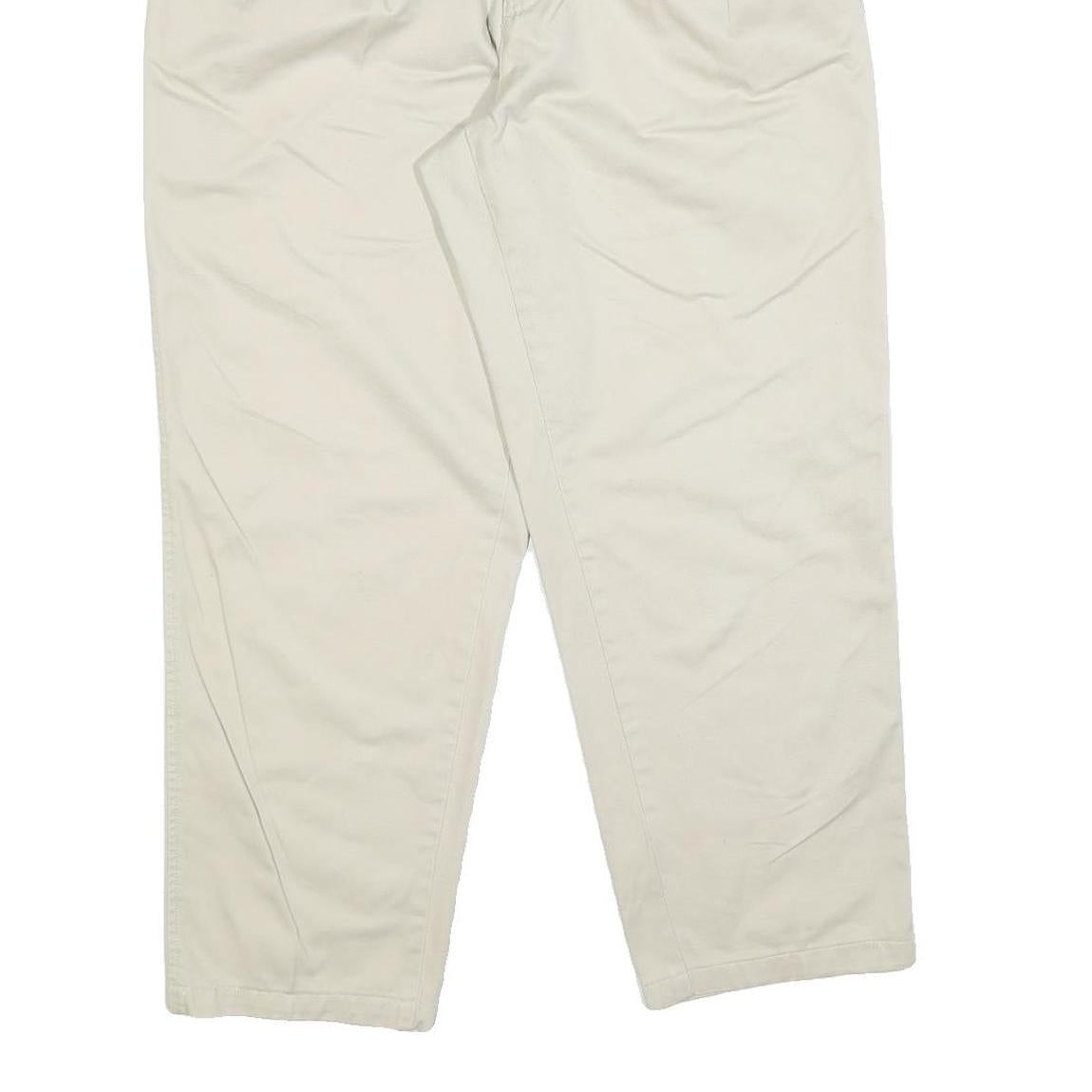 BURTONS Mens Cotton Blend Beige Regular Fit Trousers W34 L28 Classic Zip Closure