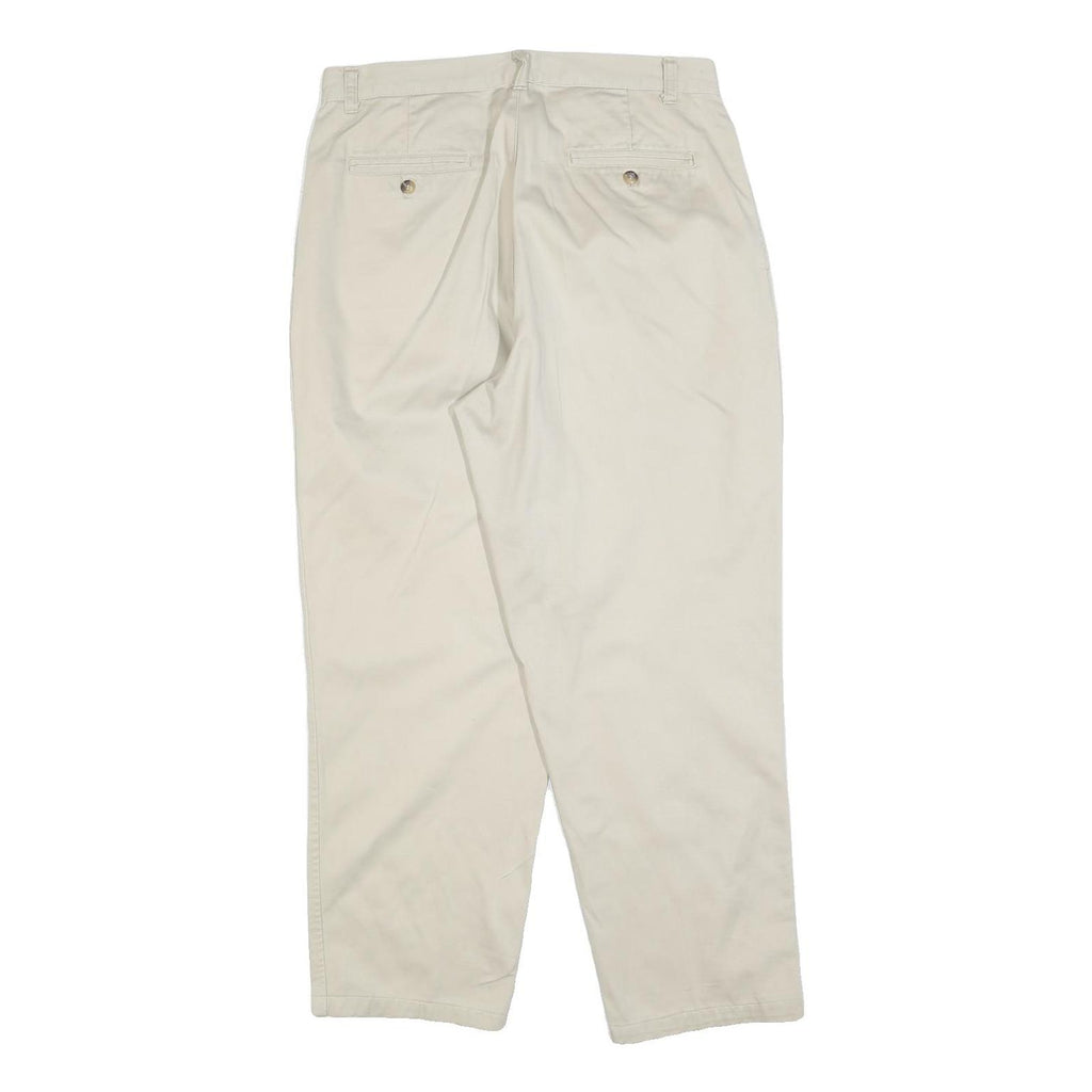 BURTONS Mens Cotton Blend Beige Regular Fit Trousers W34 L28 Classic Zip Closure