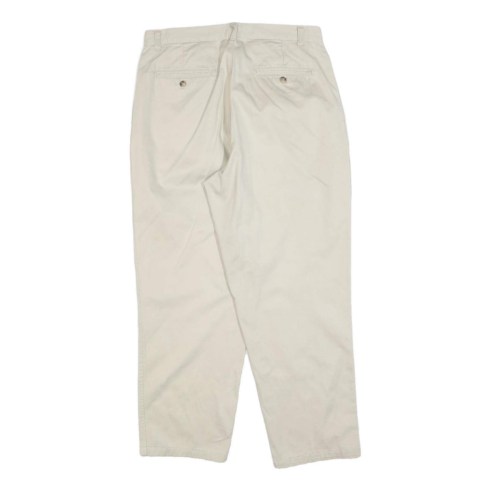 BURTONS Mens Cotton Blend Beige Regular Fit Trousers W34 L28 Classic Zip Closure