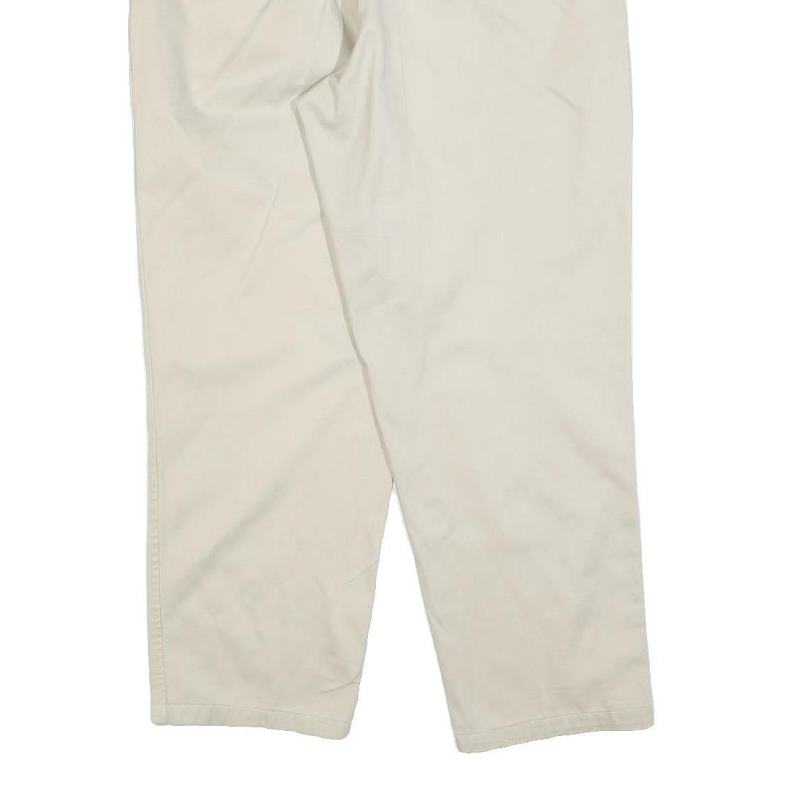BURTONS Mens Cotton Blend Beige Regular Fit Trousers W34 L28 Classic Zip Closure
