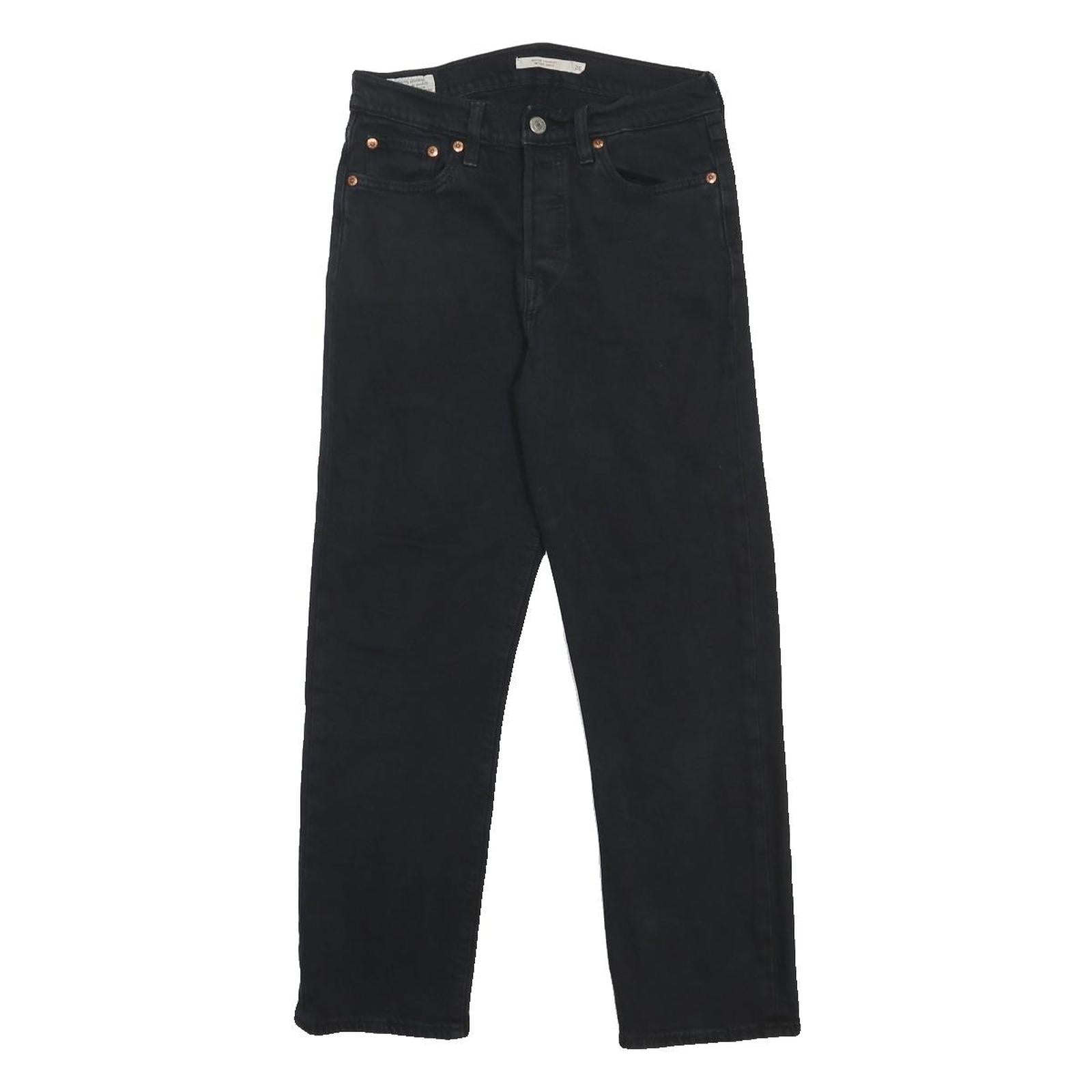 LEVI'S Big E Womens Jeans Black Regular Straight Denim W26 L26 Button Closure