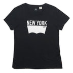 LEVI'S Womens Black New York Graphic T-Shirt S Short Sleeve Crew Neck Cotton