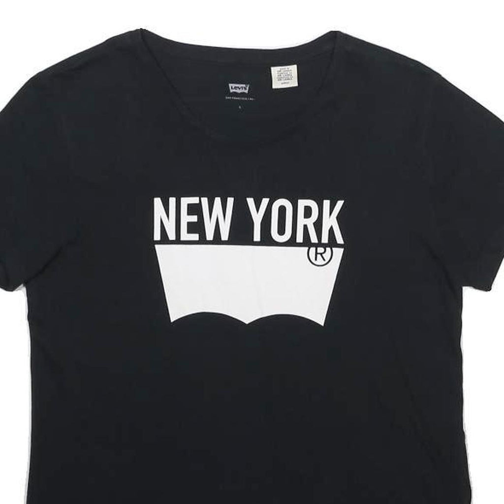 LEVI'S Womens Black New York Graphic T-Shirt S Short Sleeve Crew Neck Cotton