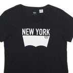 LEVI'S Womens Black New York Graphic T-Shirt S Short Sleeve Crew Neck Cotton