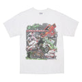 HANES Mens White Racing Cars Graphic T-Shirt M Short Sleeve Crew Neck