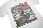 HANES Mens White Racing Cars Graphic T-Shirt M Short Sleeve Crew Neck
