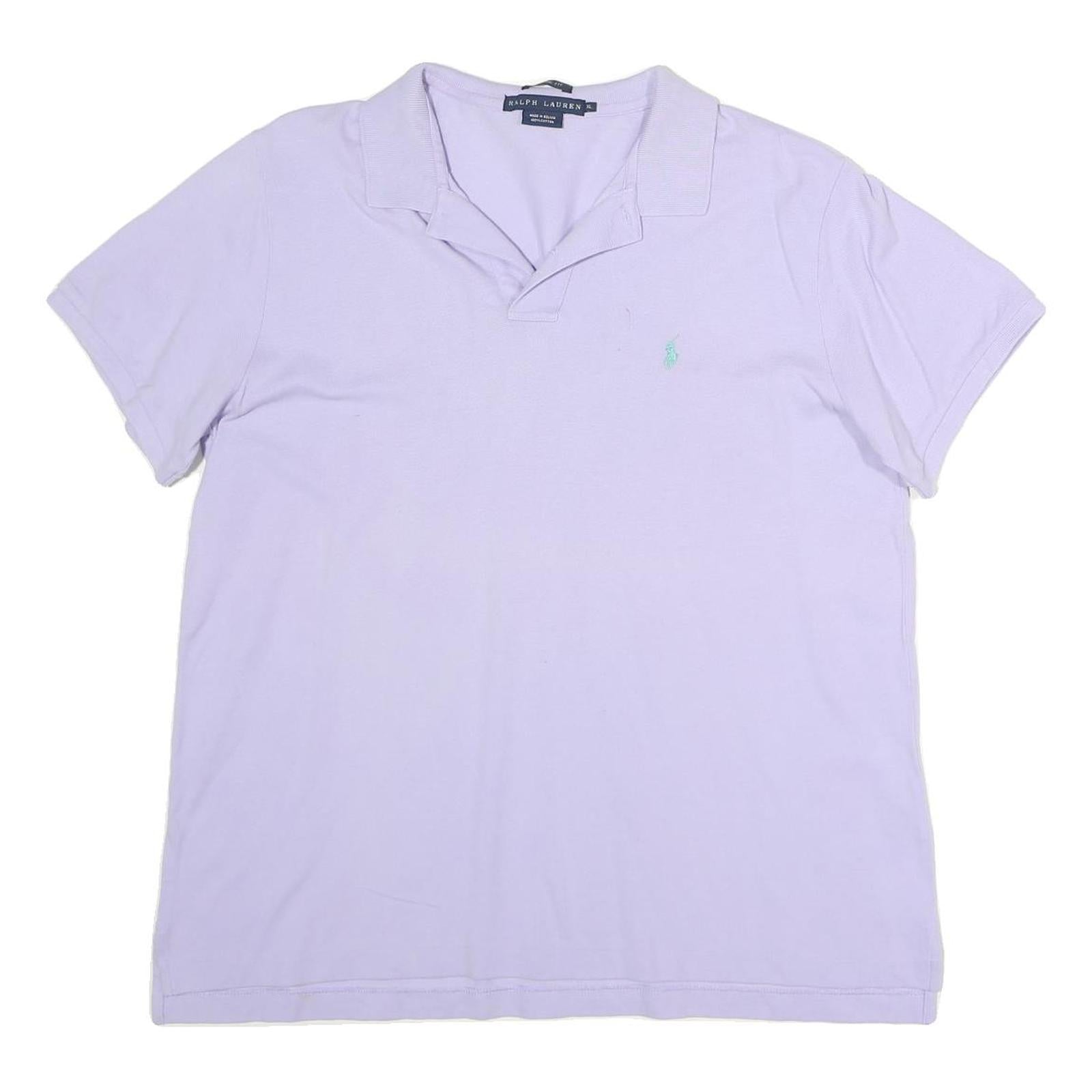 RALPH LAUREN Mens Lavender Short Sleeve Plain XL Cotton Polo Shirt Classic Style