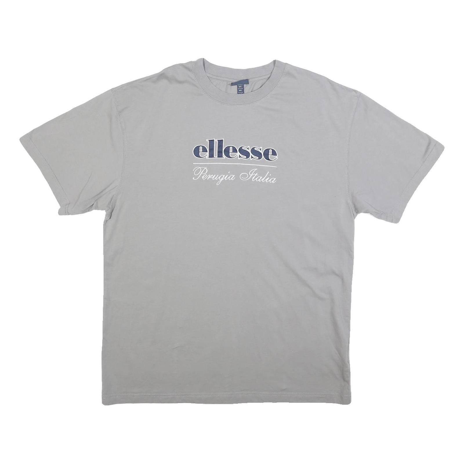 ELLESSE Mens Grey T-Shirt L Short Sleeve Crew Neck Casual Cotton Top