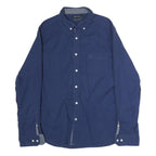 NAUTICA Mens Blue Classic Fit Stretch Cotton Shirt L Button-Down Collar Casual
