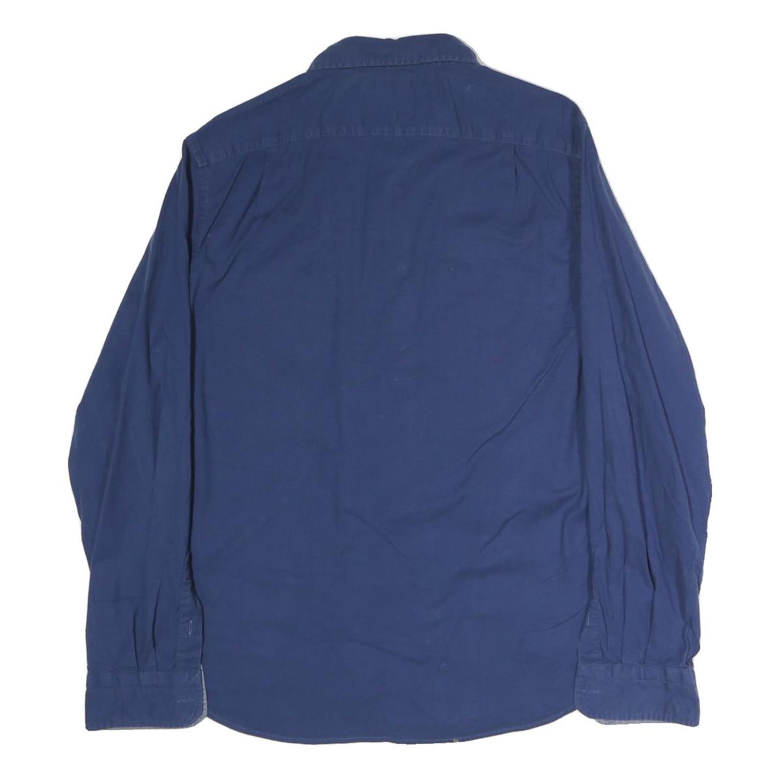 NAUTICA Mens Blue Classic Fit Stretch Cotton Shirt L Button-Down Collar Casual