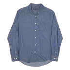 TOMMY HILFIGER Mens Blue & White Patterned Shirt M Cotton Blend Casual Button