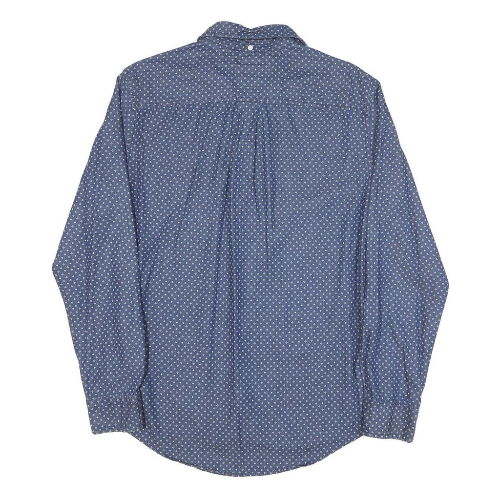 TOMMY HILFIGER Mens Blue & White Patterned Shirt M Cotton Blend Casual Button