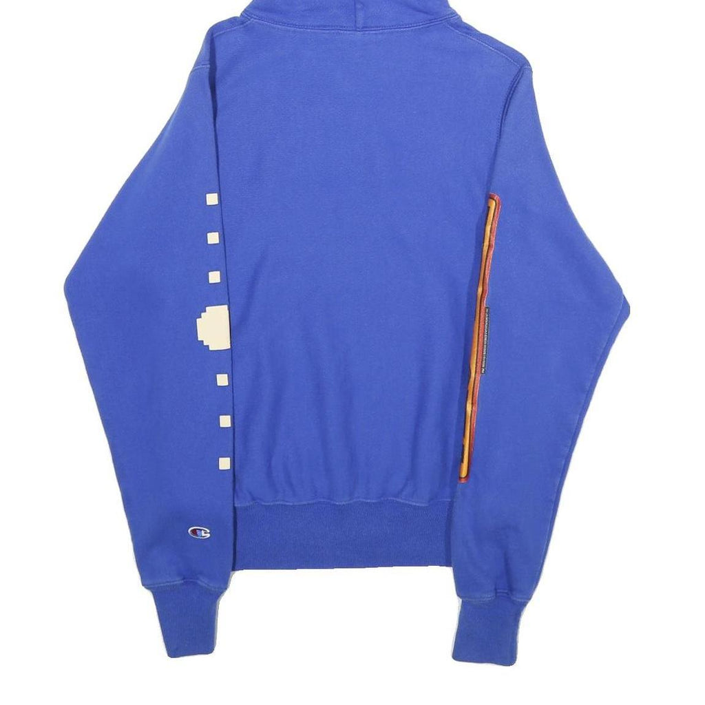 CHAMPION REVERSE WEAVE Mens Blue Pac-Man Pullover Hoodie M Graphic Print Retro