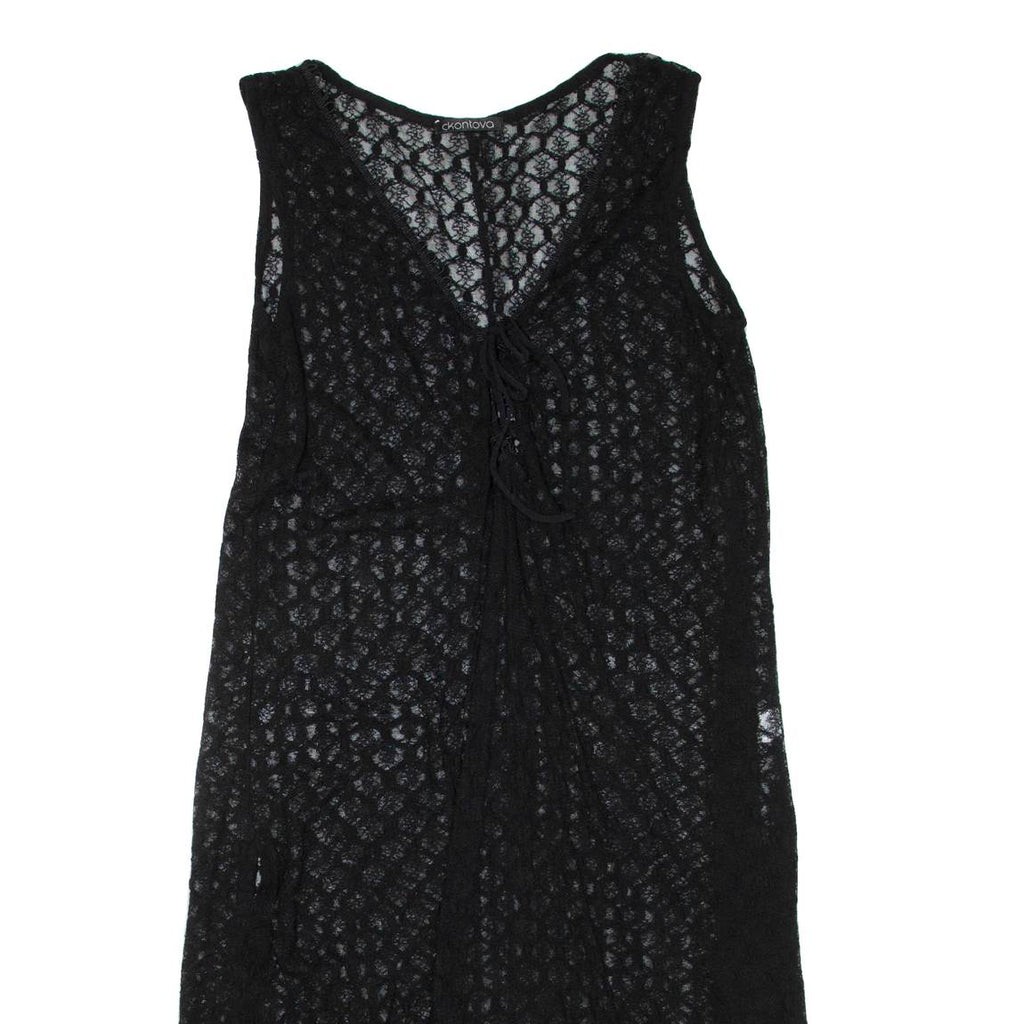 CKONTOVA Womens Shift Dress Black Sleeveless Midi L