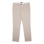 MASSIMO DUTTI Womens Slim Beige Cotton Blend Trousers W34 L30 Zip Closure