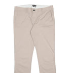 MASSIMO DUTTI Womens Slim Beige Cotton Blend Trousers W34 L30 Zip Closure
