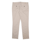 MASSIMO DUTTI Womens Slim Beige Cotton Blend Trousers W34 L30 Zip Closure