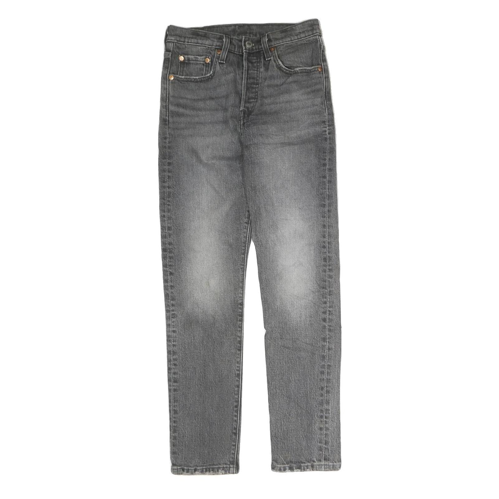 LEVI'S 501S Womens Jeans Grey Slim Straight Denim Medium W25 L28 Button Closure