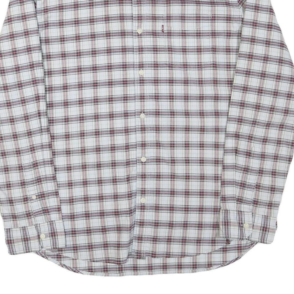 LEVI'S Mens White & Maroon Checked Shirt 2XL Cotton Blend Casual Long Sleeve