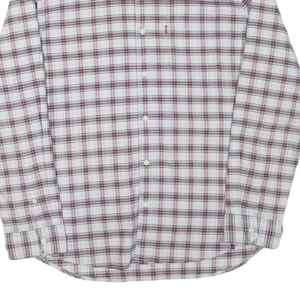 LEVI'S Mens White & Maroon Checked Shirt 2XL Cotton Blend Casual Long Sleeve