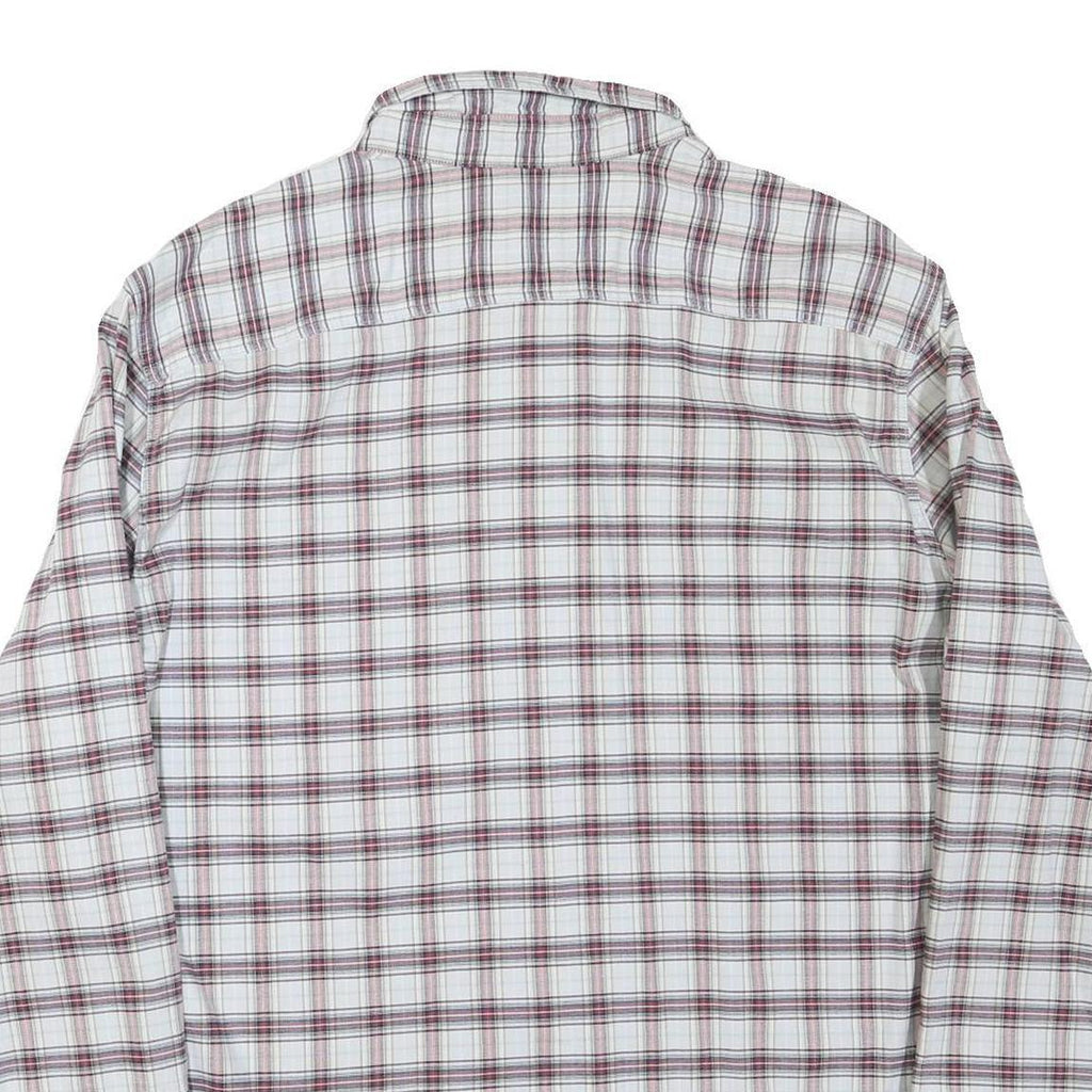 LEVI'S Mens White & Maroon Checked Shirt 2XL Cotton Blend Casual Long Sleeve