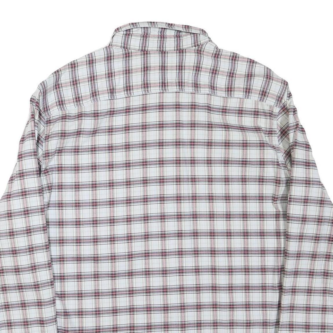 LEVI'S Mens White & Maroon Checked Shirt 2XL Cotton Blend Casual Long Sleeve