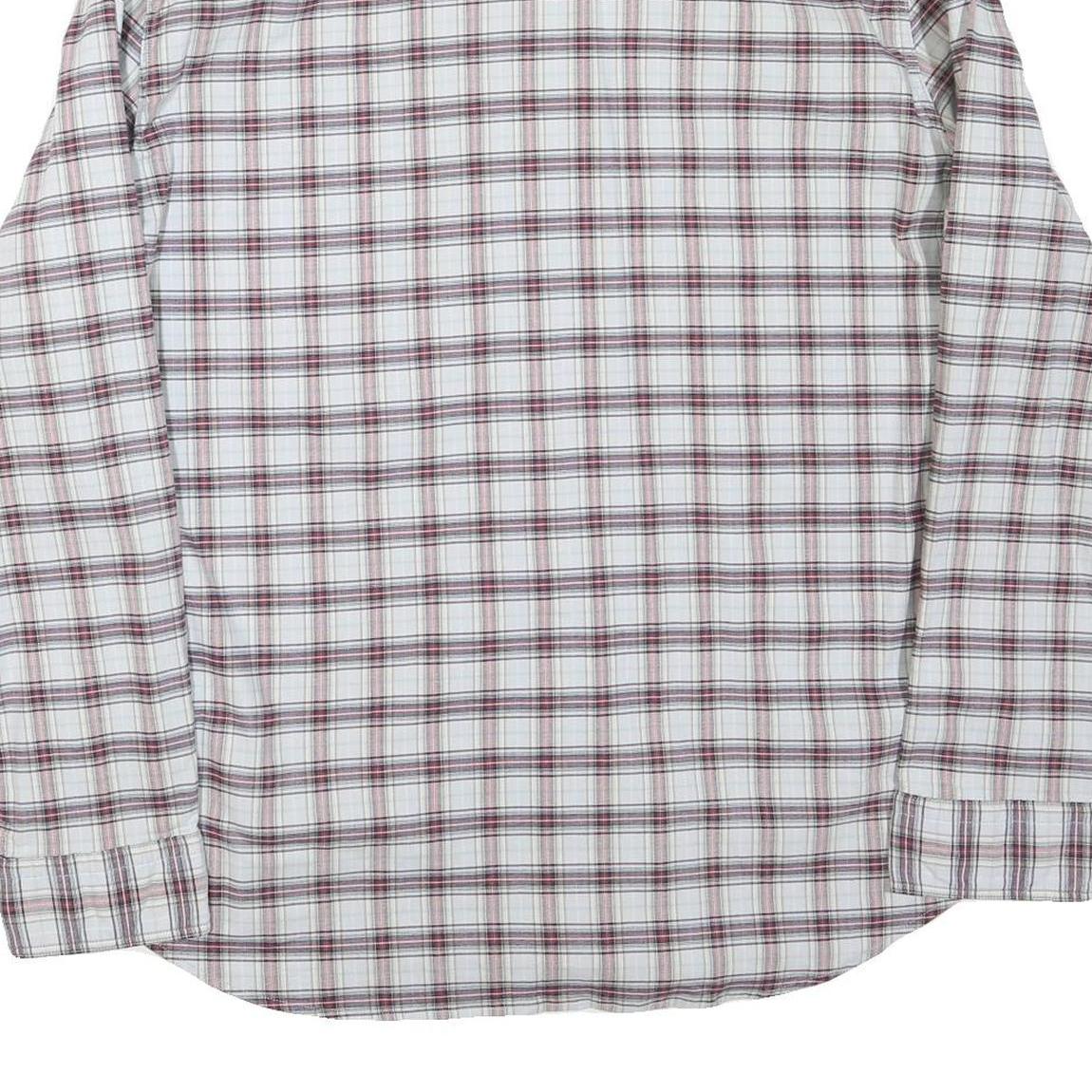 LEVI'S Mens White & Maroon Checked Shirt 2XL Cotton Blend Casual Long Sleeve