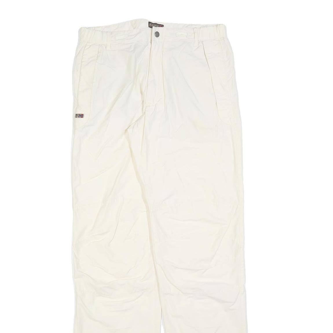 NAPAPIJRI Womens White Polyester Blend Regular Fit Straight Trousers W32 L32 Zip