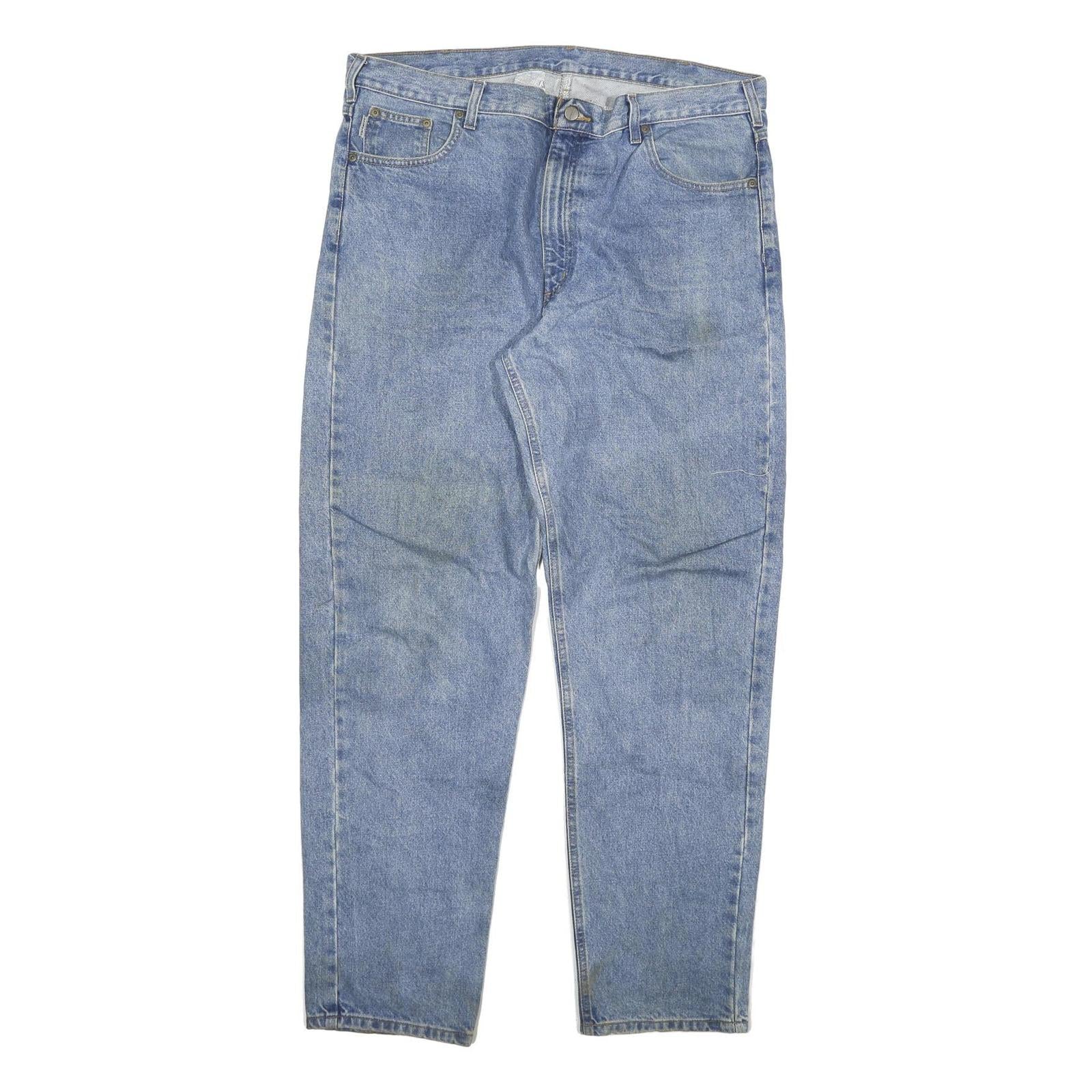 CARHARTT Mens Relaxed Blue Denim Light W40 L34 Zip Jeans Casual Workwear