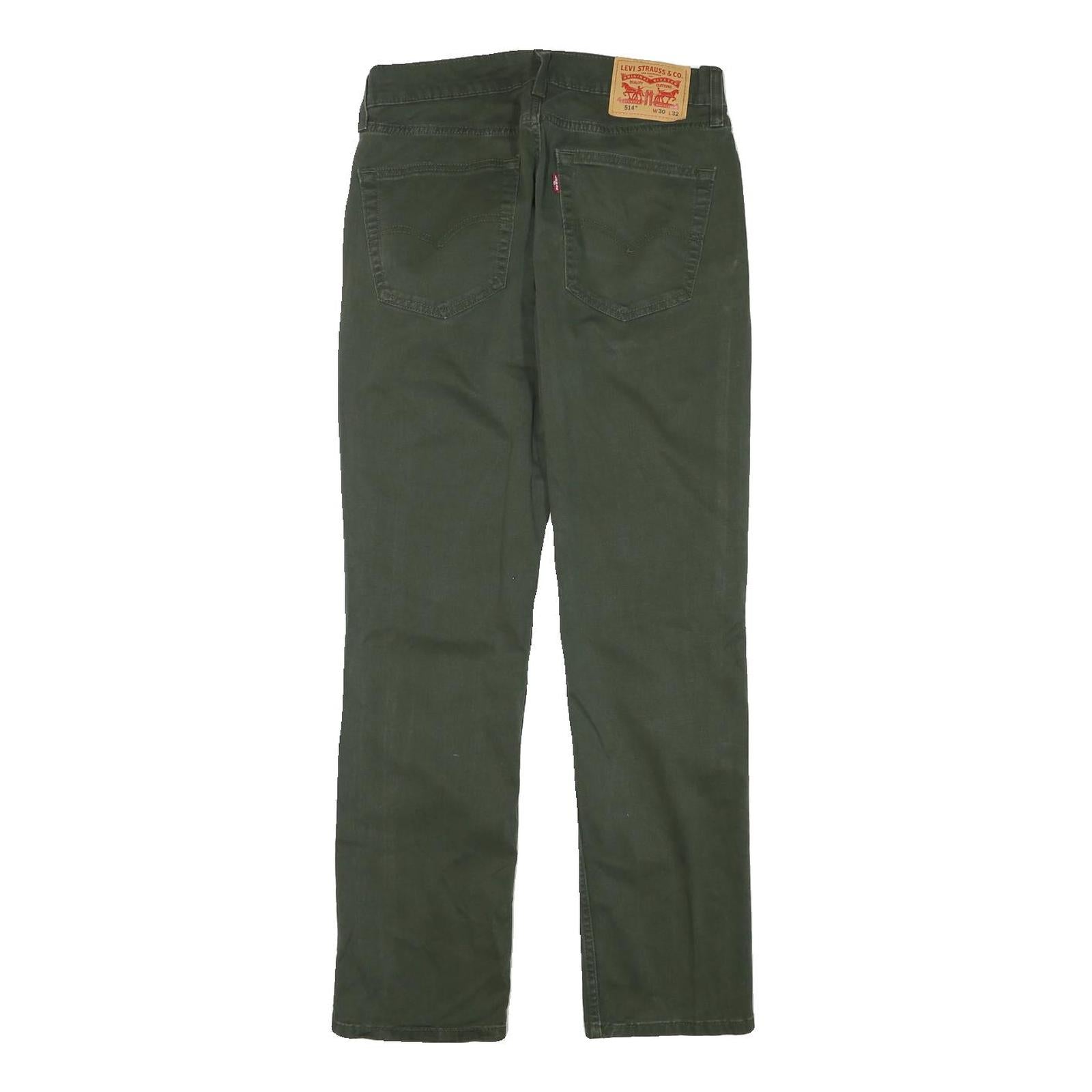 LEVI'S Mens Cotton Blend Olive Slim Straight Trousers W29 L29 Casual Zip Closure