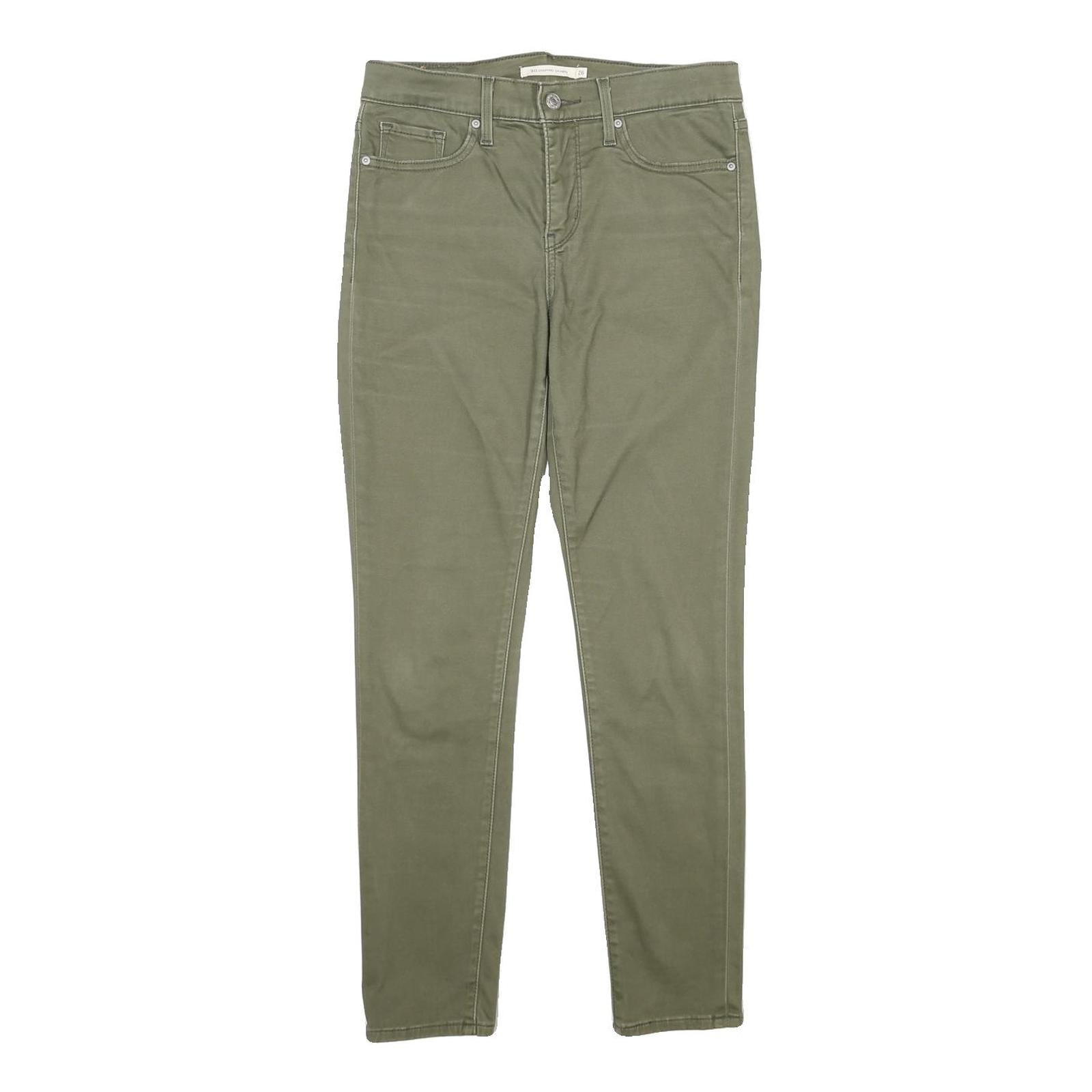 LEVI'S Womens Cotton Blend Olive Slim Skinny Trousers W26 L28 Casual