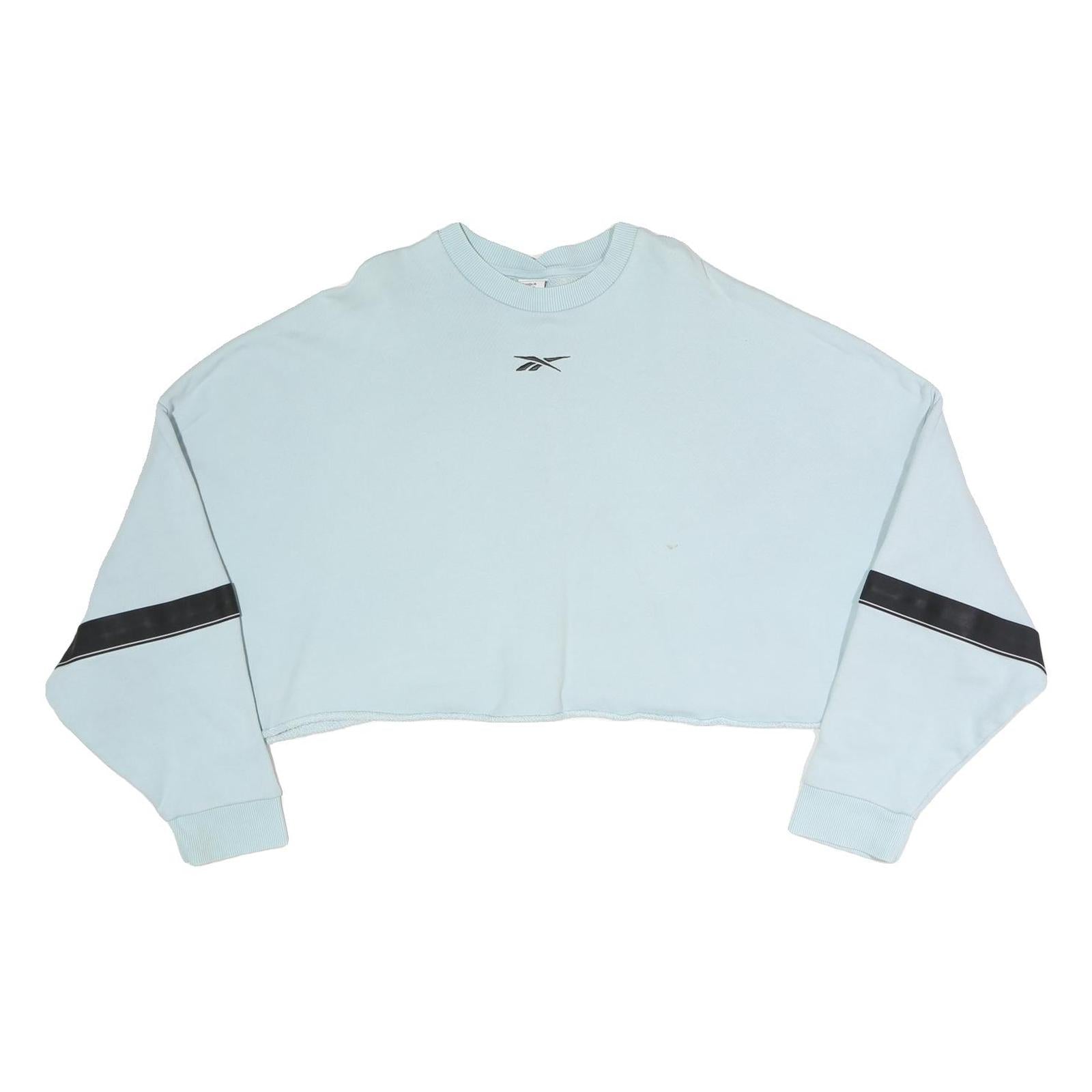 REEBOK Womens Blue Crew Neck 2XL Sweatshirt Cropped Casual Sportswear