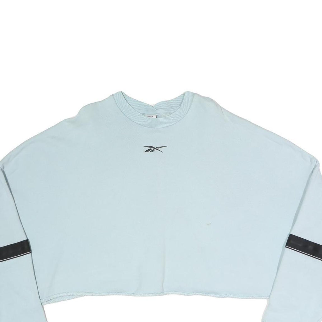REEBOK Womens Blue Crew Neck 2XL Sweatshirt Cropped Casual Sportswear