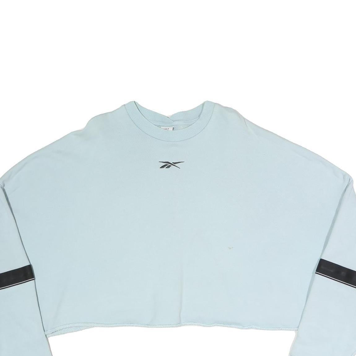 REEBOK Womens Blue Crew Neck 2XL Sweatshirt Cropped Casual Sportswear