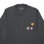 WOOLRICH Mens Black Shirt XL Cotton Floral Patch Casual Long Sleeve Button Shirt