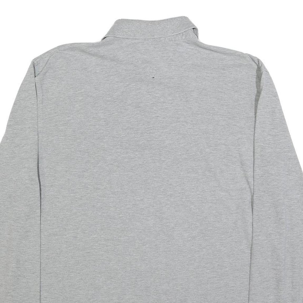 TOMMY HILFIGER Mens Grey Long Sleeve Plain Polo Shirt L Classic Cotton Blend