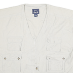 CHEROKEE Mens White Cotton Utility Jacket XL Woven Sleeveless Multi Pocket Zip