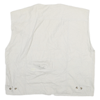 CHEROKEE Mens White Cotton Utility Jacket XL Woven Sleeveless Multi Pocket Zip