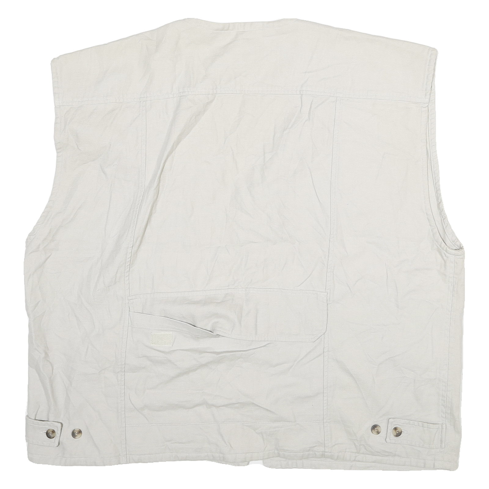 CHEROKEE Mens White Cotton Utility Jacket XL Woven Sleeveless Multi Pocket Zip