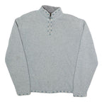 WOOLRICH Womens Grey Wool Blend Plain Jumper Half Zip Basic Knit L Casual