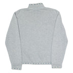 WOOLRICH Womens Grey Wool Blend Plain Jumper Half Zip Basic Knit L Casual