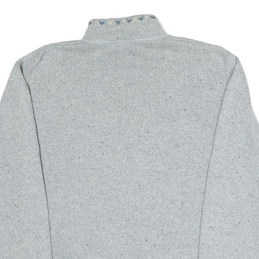 WOOLRICH Womens Grey Wool Blend Plain Jumper Half Zip Basic Knit L Casual
