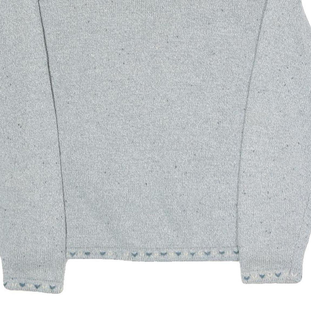 WOOLRICH Womens Grey Wool Blend Plain Jumper Half Zip Basic Knit L Casual